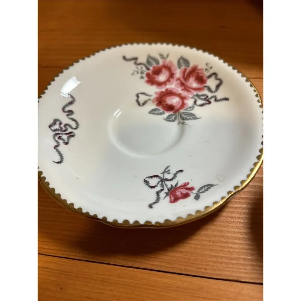 Pink with Ribbon Royal Stafford Cameo Rose Tea Cup and Saucer Set